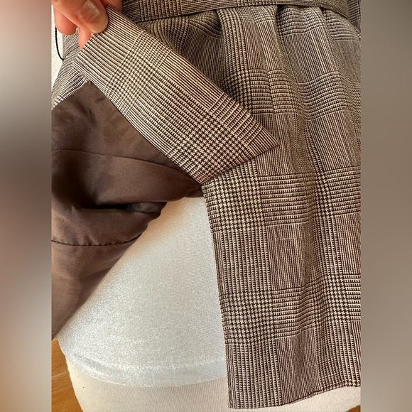 VTG Classiques Entier Grey Plaid Belted Wool Linen Blend Lined Blazer Jacket 12 - Picture 9 of 12